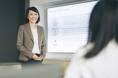 Photo of woman giving presentation
